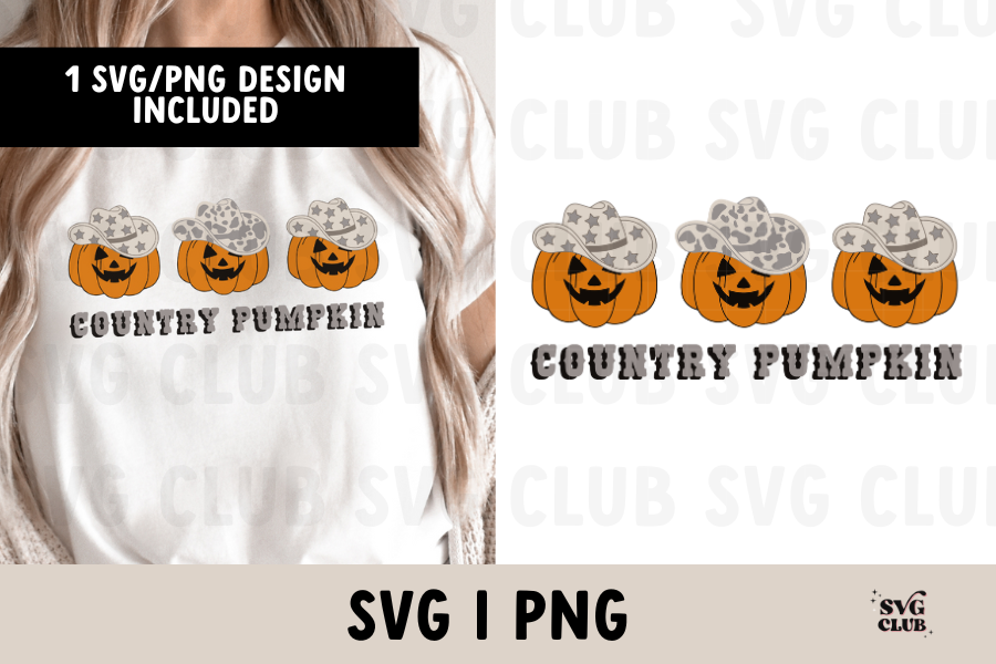 Country Pumpkin SVG - Western Halloween SVG/PNG