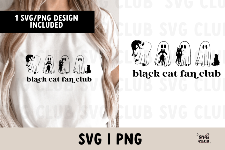 Black Cat Fan Club SVG / PNG - Trendy Halloween SVG