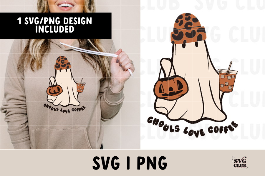 Ghouls Love Coffee SVG/PNG - Ghost With Coffee SVG – SVG Club