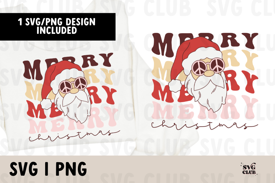 Merry Retro Santa SVG/PNG