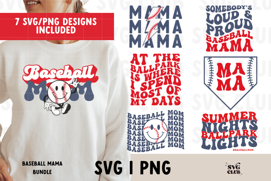 Baseball Mom SVG Bundle - Baseball Mama SVG/PNG