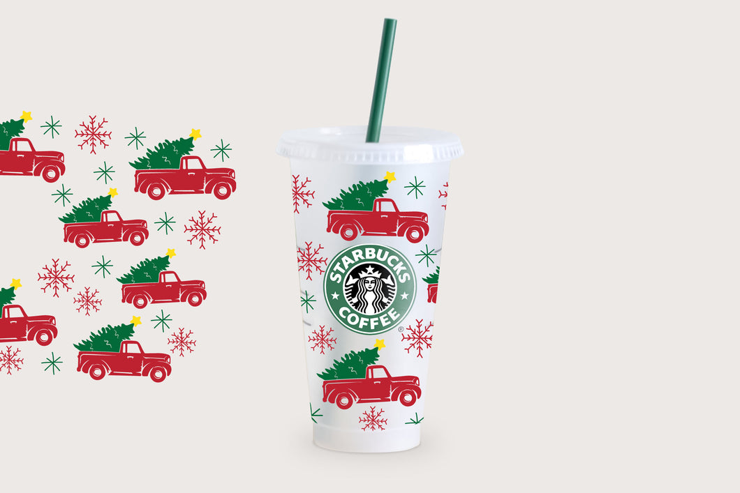Christmas Truck Cold Cup Wrap SVG