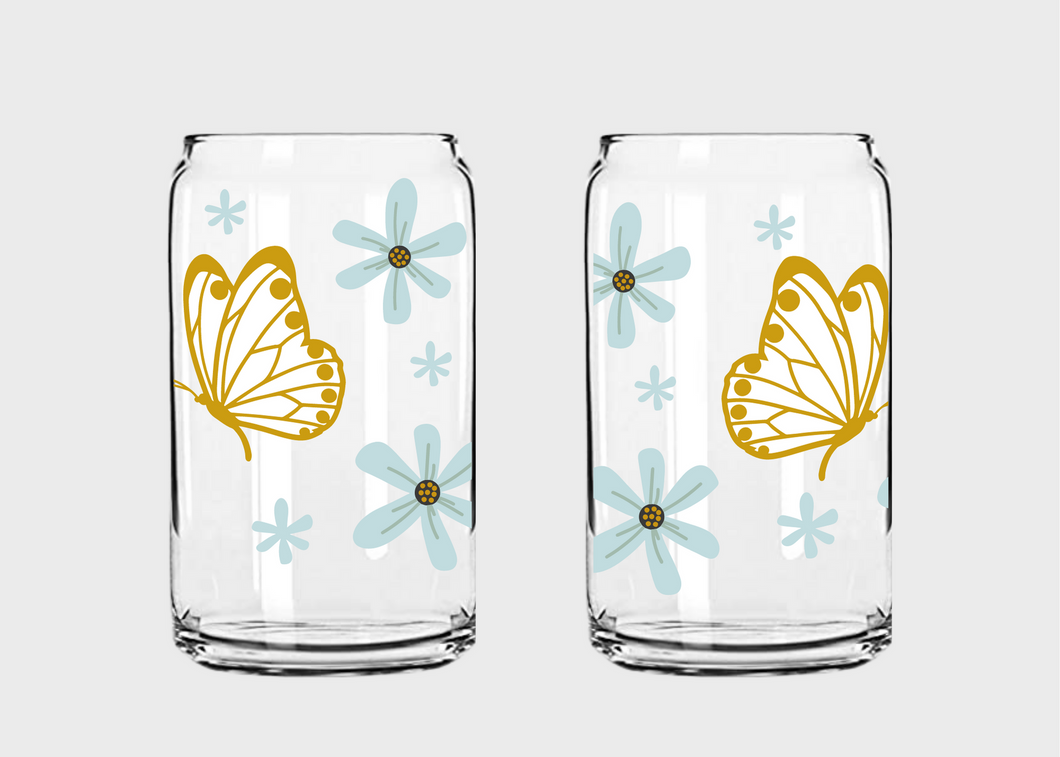 Spring Butterflies Glass Can Wrap SVG