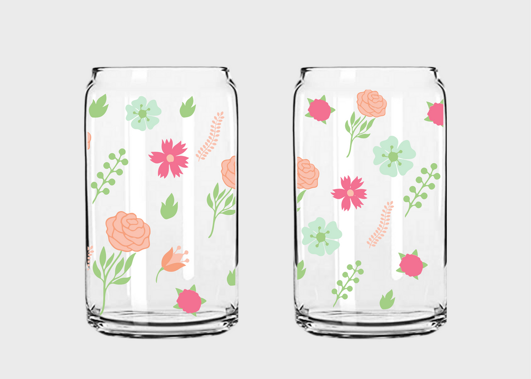 Spring Flowers Glass Can Wrap SVG