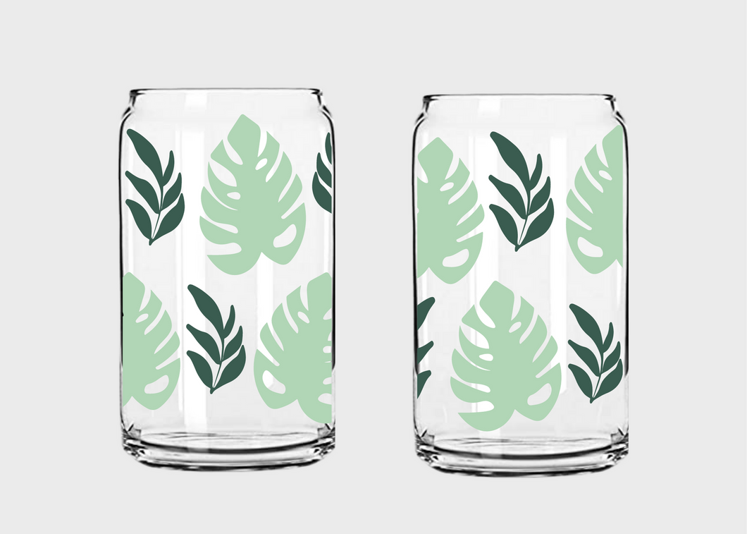 Palm Leaf Glass Can Wrap SVG